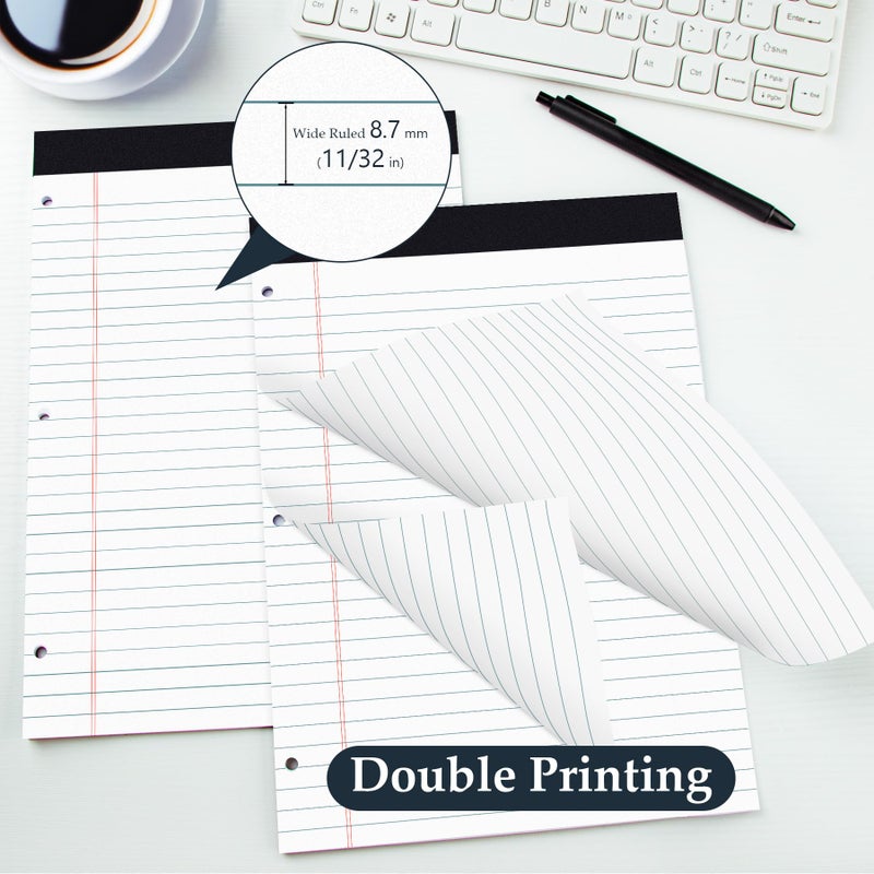 HAUTOCO 2 Pack 8.5 x 11 Legal Pads White Wide Ruled Notepads Perforated Writing Pads, 30 Sheets Per Notepad, 3-Hole Punched Paper, Writing Note Pads for School, Home, Office, Business - Image 4
